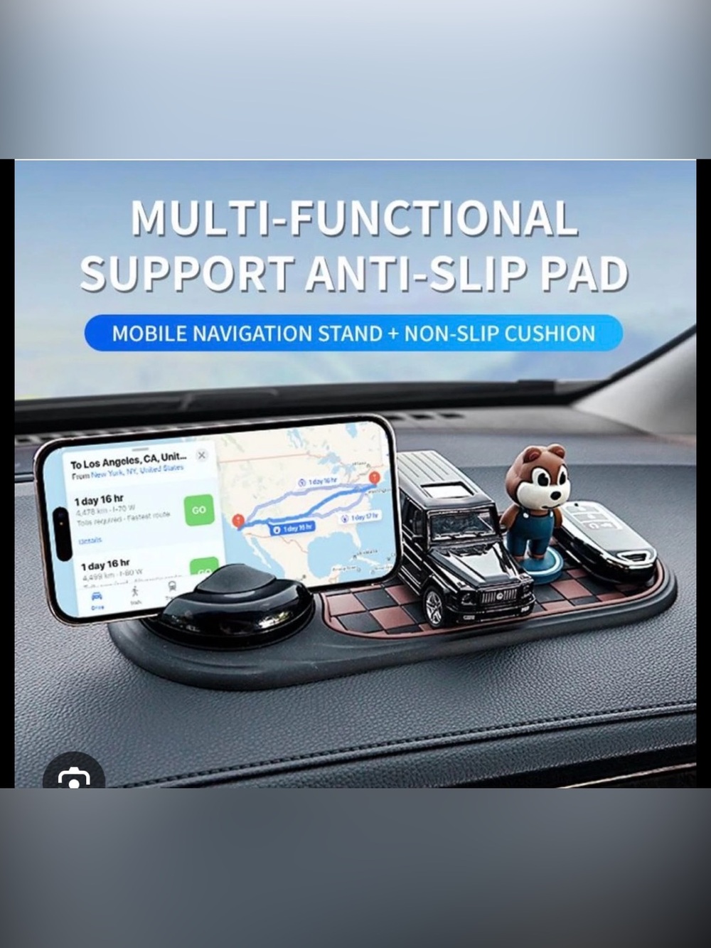 Car Dashboard Anti-Slip Pad with Phone Stand